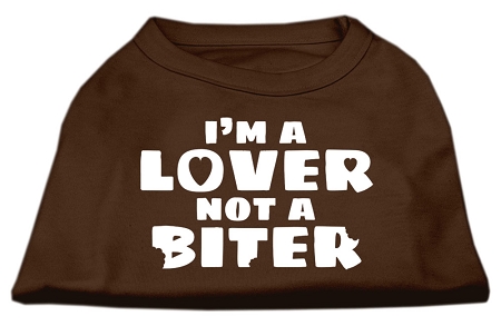 I'm a Lover not a Biter Screen Printed Dog Shirt Brown XS